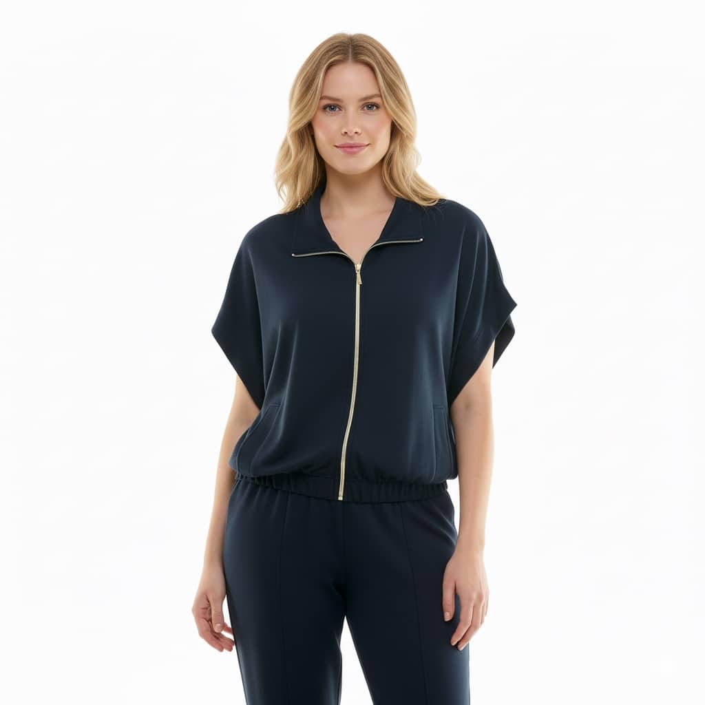 Nanette Lepore Short Sleeve Zippered Dolman Sweater