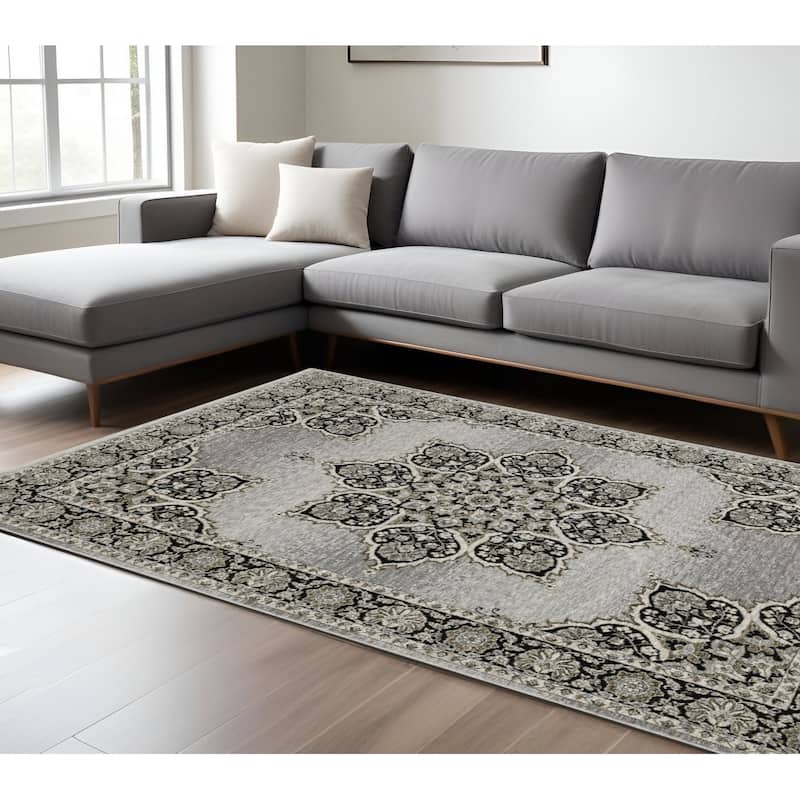 HomeRootsMedallion Bohemian Rectangle Area Rug - 155.12' X '118.11' X '0.32