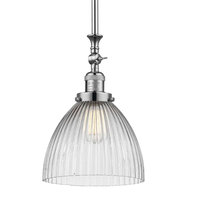 Innovations Lighting Seneca Falls Single Light 10" Wide Mini Pendant - Polished Chrome / Clear Halophane