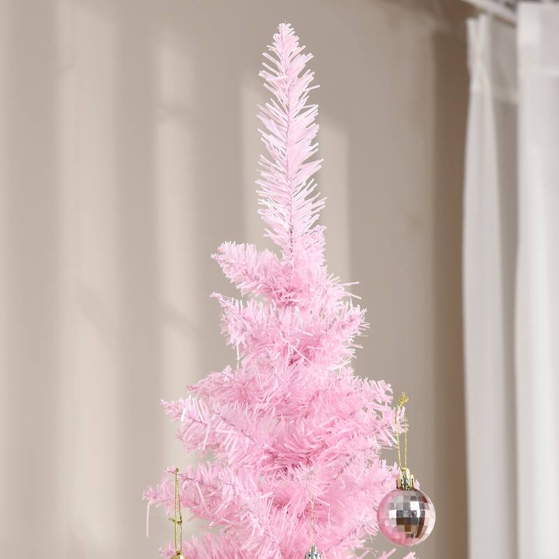 7FT Artificial Slim Pencil Christmas Tree with 499 Realistic Branch Tips & Plastic Stand