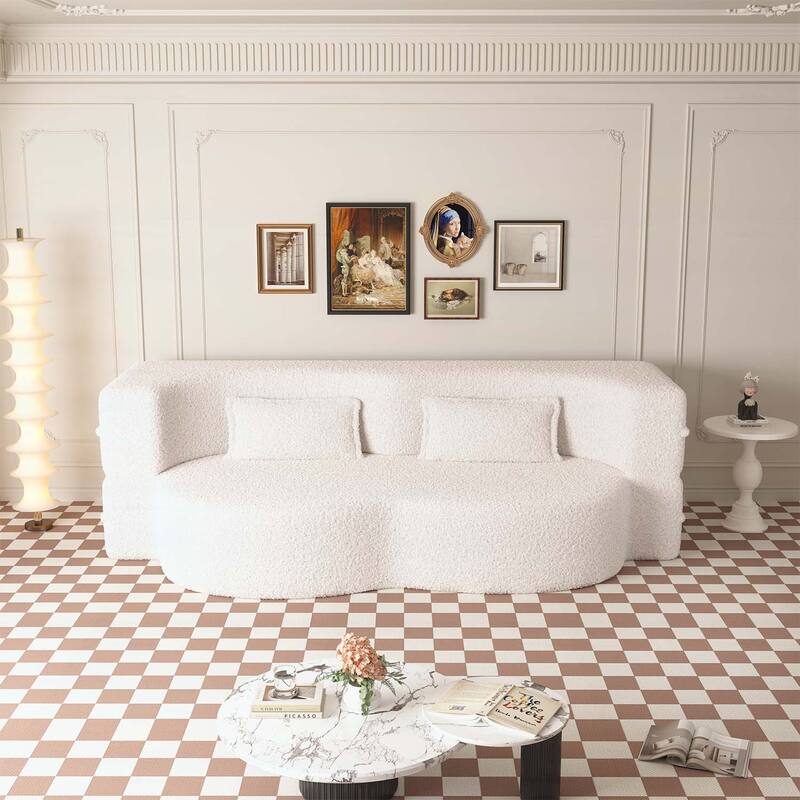 Modern Floor Sofa with 2 Pillows,Convertible Sleeper Sofa Bed