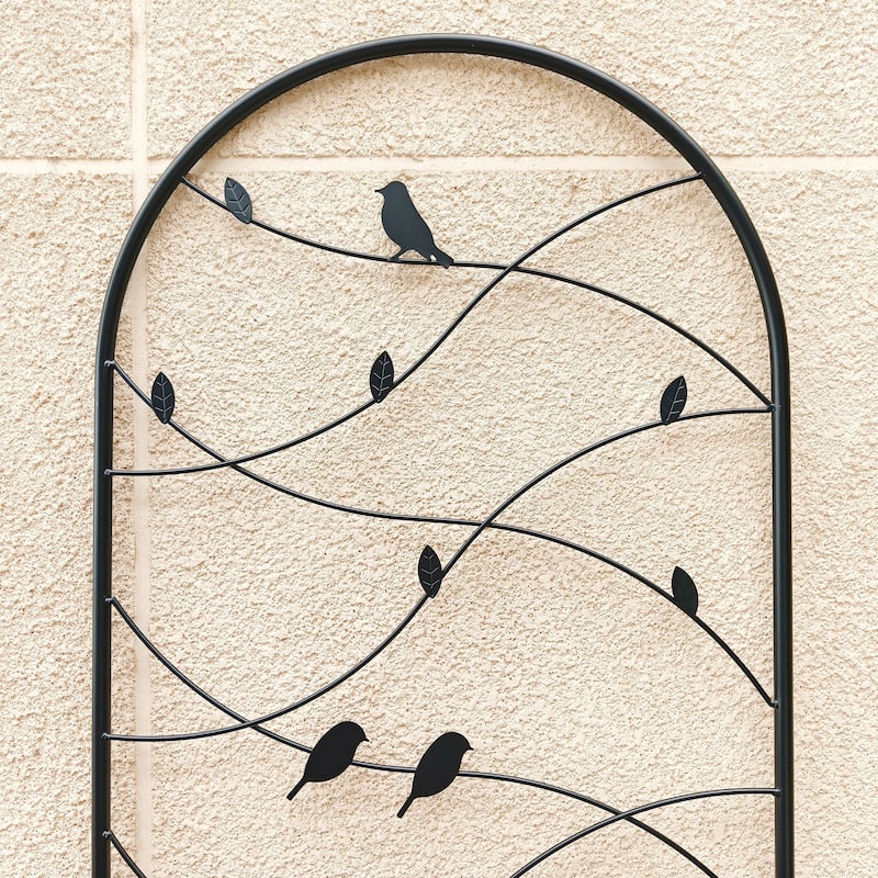 4 Pack Metal Garden Trellis Rustproof Trellis for Climbing Plants Outdoor Flower Support Bird Deco Black