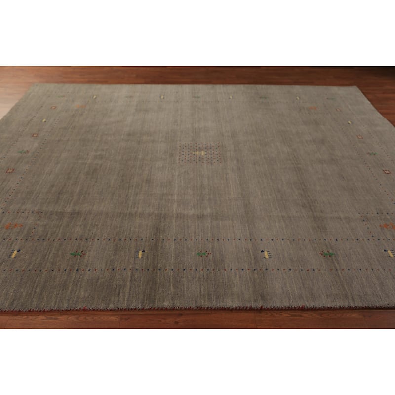 Gabbeh Oriental Area Rug Hand-Knotted Wool Carpet - 8'0" x 9'11"