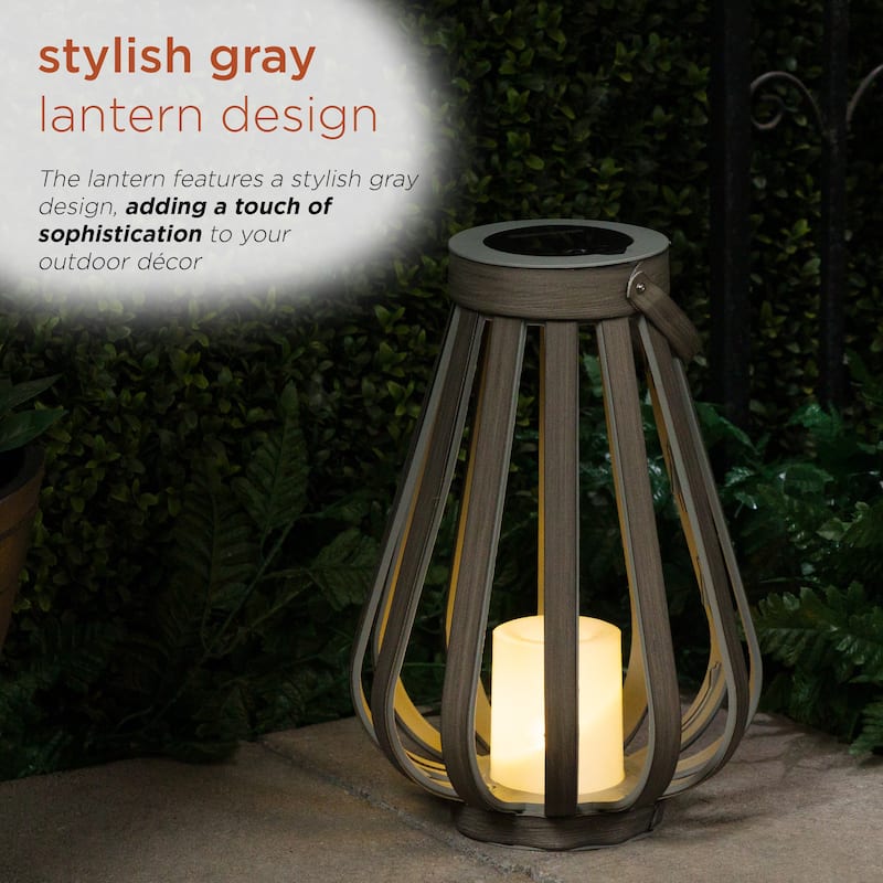 Solar Grey Decorative Plastic Lantern with Warm White LED