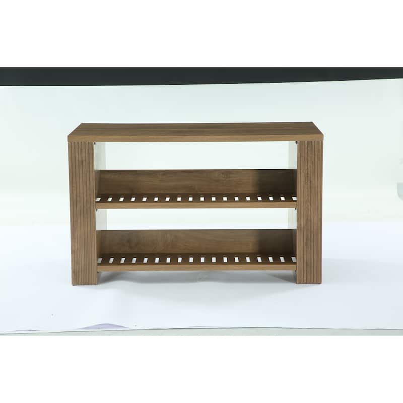 59 Inch Long Bar Table with Storage Shelves, Farmhouse Counter Height Bar Unit for Home / Kitchen / Dining Room