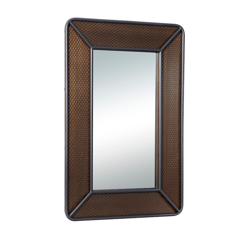 Brown Wood Industrial Wall Mirror 47 x 31 x 1 - 31 x 1 x 47