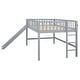 preview thumbnail 14 of 12, Full Size Low Loft Bed with Ladder and Removable Slide, Space-Saving Design, White