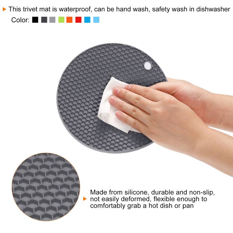 Silicone Trivet Mats 2pcs, Round Hot Pan Pads Honeycomb Drying Mat - Light Gray - Light Gray