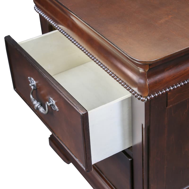 Diva Traditional Cherry Solid Wood 2-Drawer Nightstand by Furniture of America