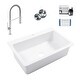 preview thumbnail 1 of 7, Jackson Crisp White Fireclay 33" Single Bowl Drop-In Kitchen Sink (1 Hole) with Bruton Chrome Faucet Kit