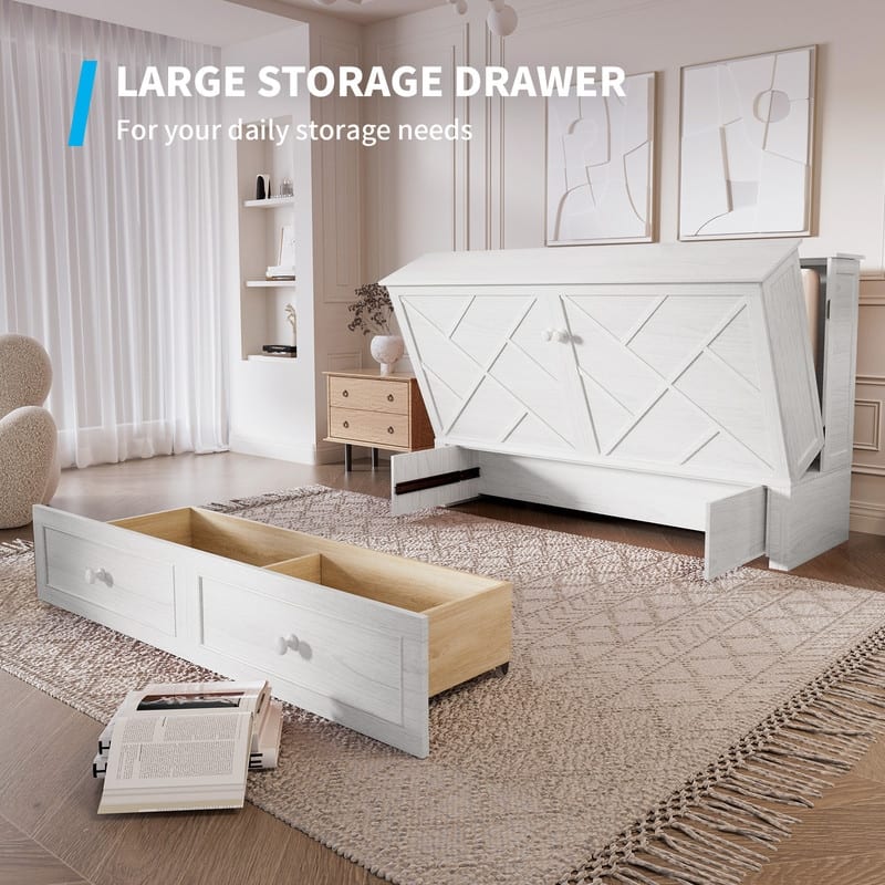 Mixoy Murphy Bed Chest with Mattress and Storage