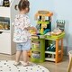 preview thumbnail 2 of 3, 58Pcs Grocery Store Pretend Play Kids Trolley with Cash Register Stand, Foldable Play Store for Ages 3-6 Years Old