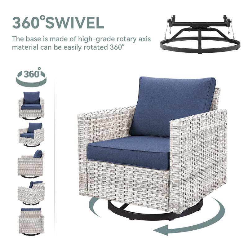 Gymojoy Wicker Swivel Glider Chair with 4 inch Olefin Cushions