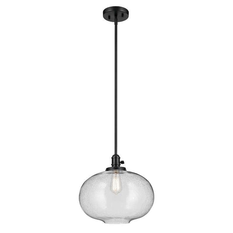 Kichler Lighting Avery 1-Light Pendant Light with Seeded Glass - Black - Globe
