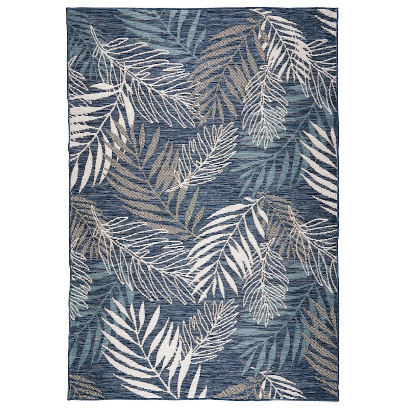 Terra by Obeetee Plaza Vines Rug - Oxford Blue - 5'3" x 7'3"