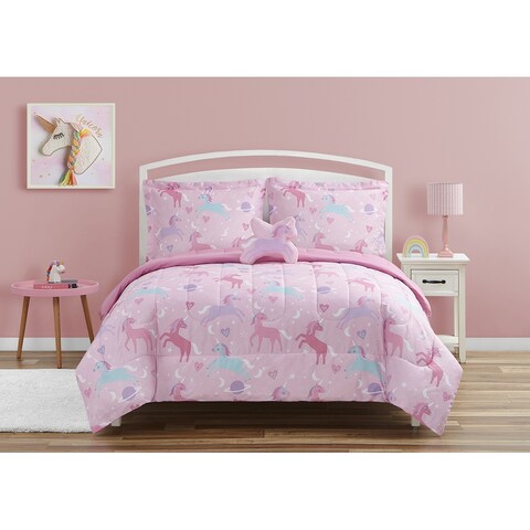 ALEX + BELLA Unicorn Planet Pale Pink/Lilac Soft Microfiber Comforter Bedding Set