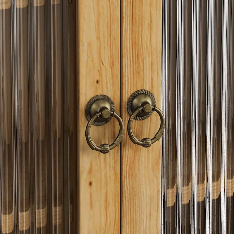 24.8" Glass Door Vintage Double Door Wall Cabinet with 3 Tiers of Storage with Towel Rack