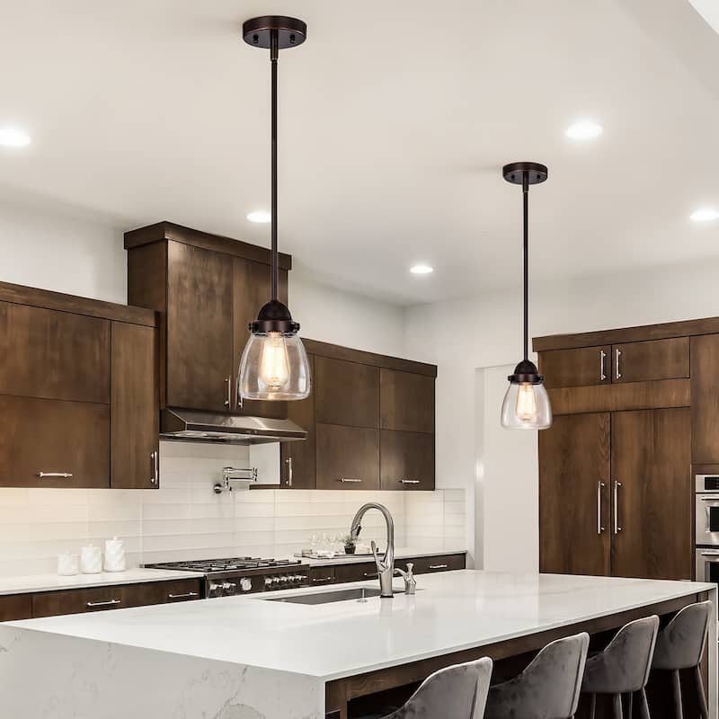 Yellowstone 1-Light Oil Rubbed Bronze Pendant with Seeded Glass Shade - Oil Rubbed Bronze