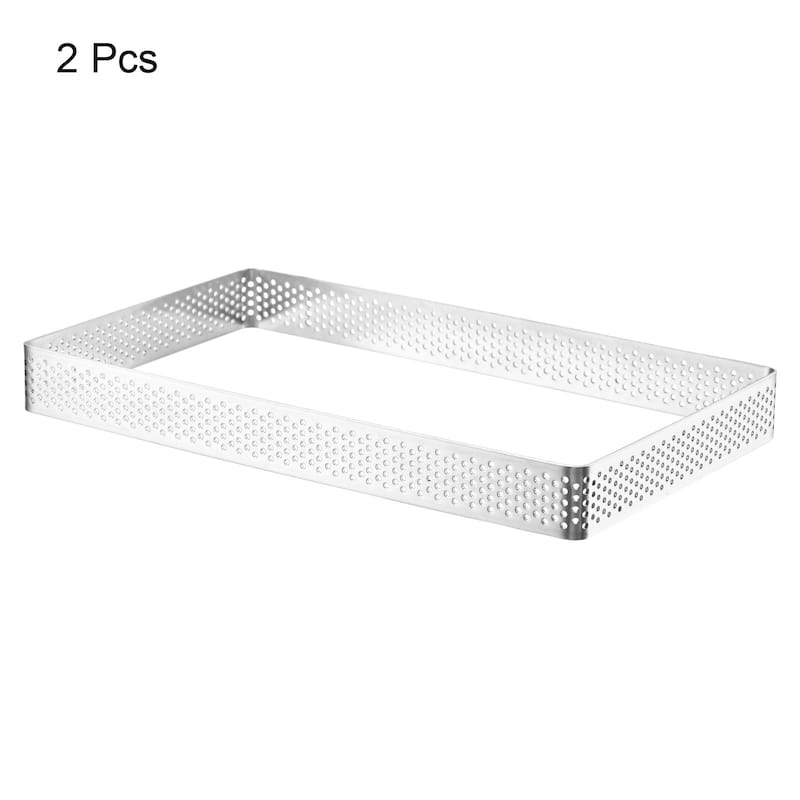 2pcs Stainless Steel Cake Mold Rings 7.5" x 4.3" Rectangular Cake Mousse Ring - Silver