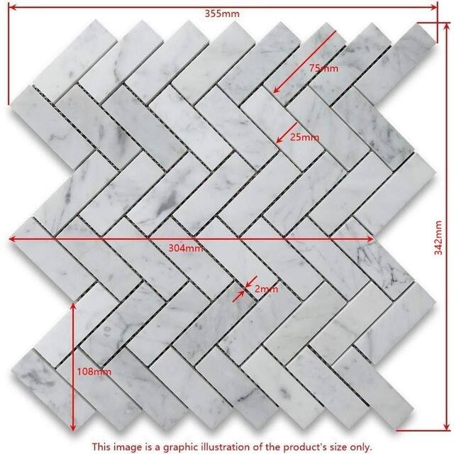 12"x12"x0.38" Marble Mosaic Decorative Floor and Wall Tile