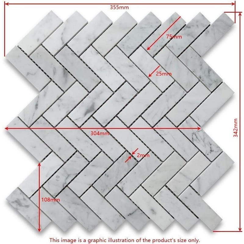 Carrara Marble Mosaic Decorative Backsplash Tile , 12"x 12"x 0.38"/pc