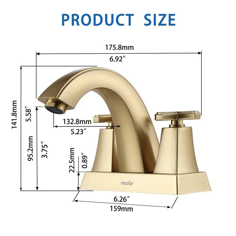 2-Handle Bathroom Sink Faucet Cross handle with Pop-up Drain