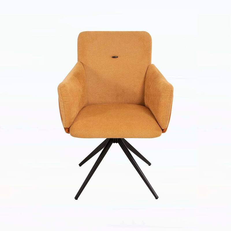 360° Swivel Chairs Set of 2,Upholstered Dining and Bedroom Chairs with Metal Base