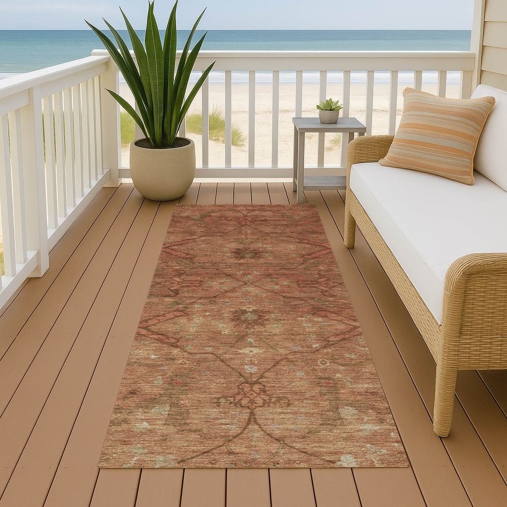 Machine Washable Indoor/ Outdoor Boho Global Chantille Rug
