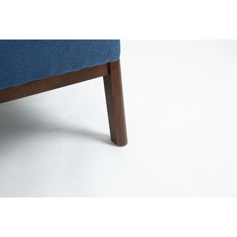 Mid Century Modern Accent Chair with Wood Frame, Upholstered Living Room Chairs with Waist Cushion, Reading Armchair