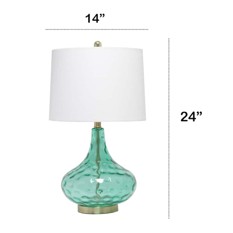 Dimpled Glass Table Desk Lamp with White Tapered Shade - 24" - Seafoam Green