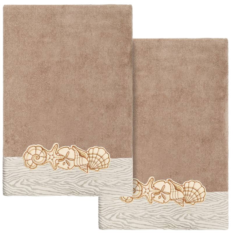 Authentic Hotel and Spa Turkish Cotton Shell Row 2PC Bath Towel Set - Cocoa