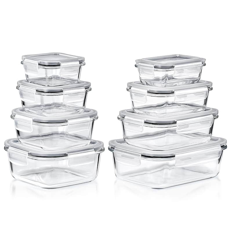 Sorbus Glass Food Storage Containers with Lids (16 Pcs)
