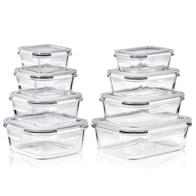Sorbus Glass Food Storage Containers with Lids (16 Pcs)