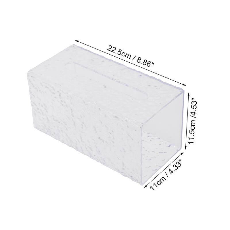 1 Pc Rectangular Glacier Pattern Tissue Box Cover for Bedroom Table Clear - LARGE