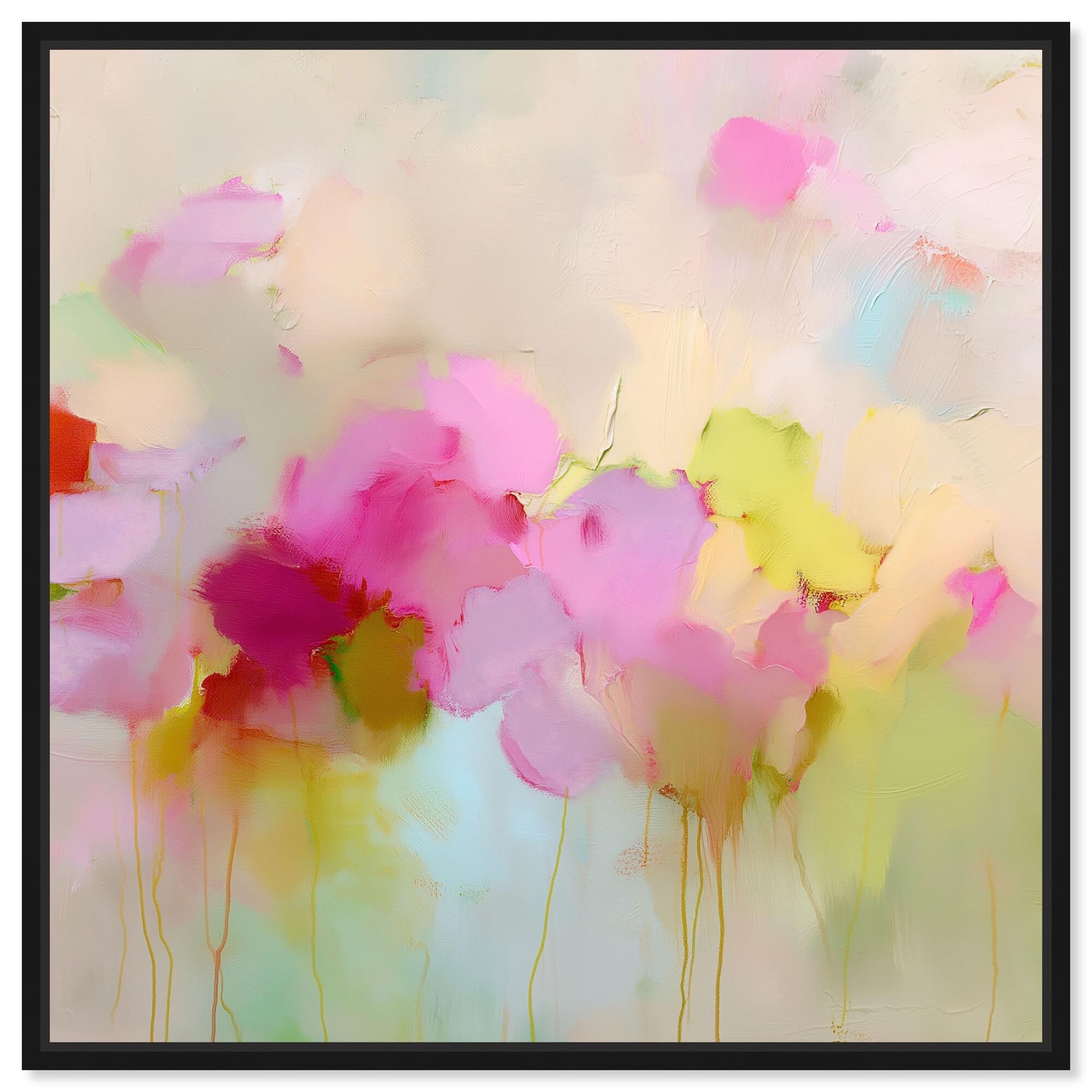 Pink and Chartreuse II Living Room Art Canvas Print by Art Remedy