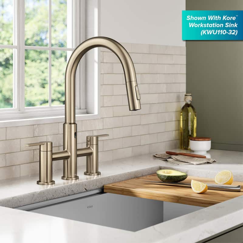 Kraus KSF-3122 Oletto 1.8 GPM Bridge Pull Down Kitchen Faucet