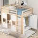 preview thumbnail 20 of 34, Twin Size Loft Bed with Built-in Storage Wardrobe & 2 Windows, Wooden Bed Frame w/Ladder & Safety Guardrail for Boys & Girls
