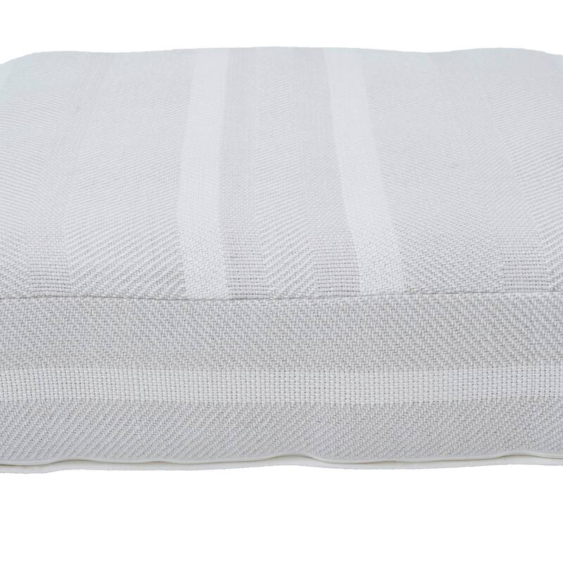 Renwil Rousseau Indoor 100% PET Floor Pouf, Light Grey/ Ivory