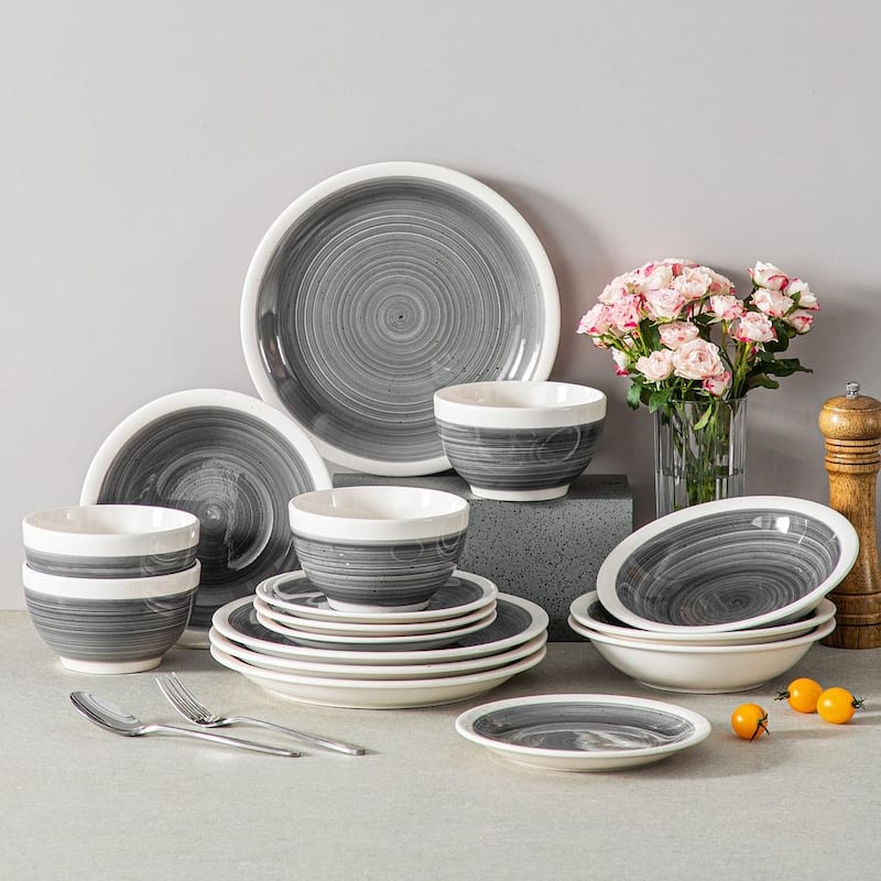 vancasso ORI Stoneware 16-Piece Dinnerware Set, Service for 4 - Grey
