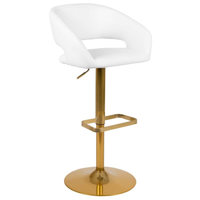 Vinyl Adjustable Height Barstool with Rounded Mid-Back