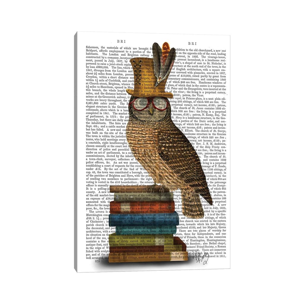 iCanvas "Owl On Books" by Fab Funky Canvas Print