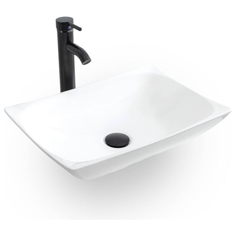 Eclife Artistic Vessel Sinks for Bathroom Vanity Tempered Glass Ceramic Basin - Ceramic curved sink