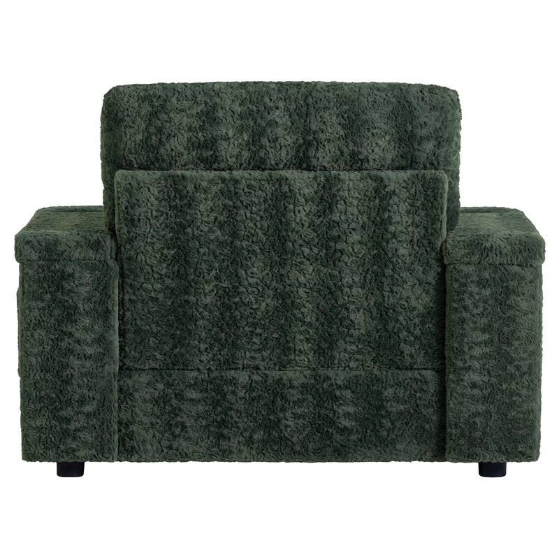 2-Piece Oversized Accent Chair & Ottoman Sets, Single Sofa Reading Couch Chaise Lounge with Storage Ottoman & Cup Holders