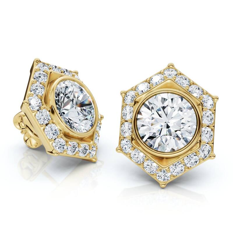 Bliss Diamond 2 1/2Ct Sally Diamond Earrings Gold Lab Grown - Yellow