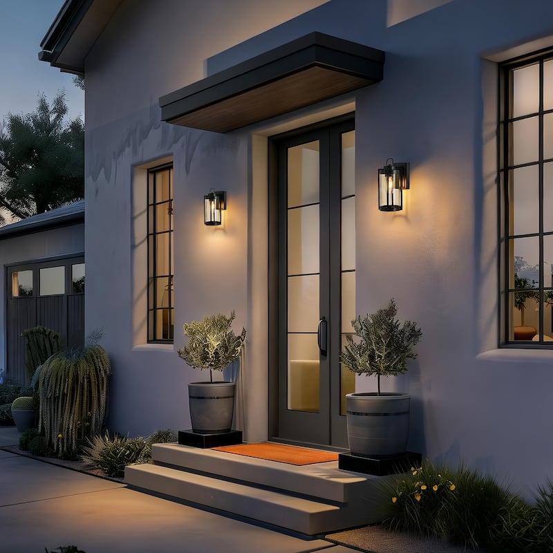 Matte Black Farmhouse Outdoor Wall Lantern Sconce - 3 Variants (11in 1-Light/14in 1-Light/17in 3-Light), Clear Glass, Wet Rated