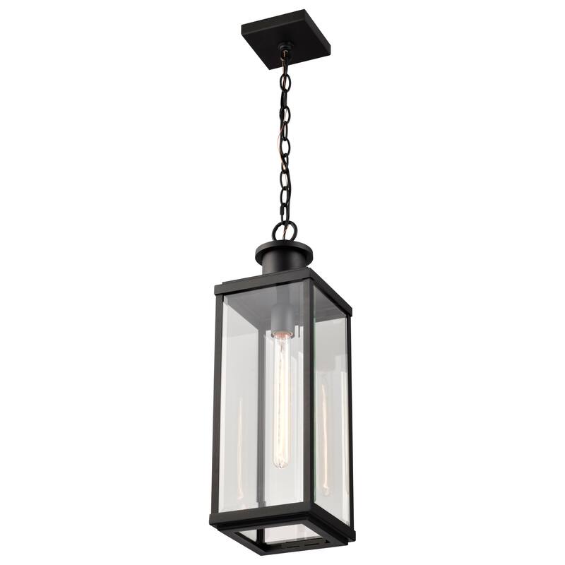 Luca Hanging Pendant Sand Black Finish Clear Beveled Glass