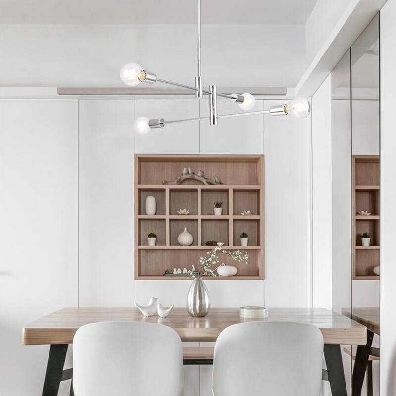 4 Light Chrome Metal Chandelier