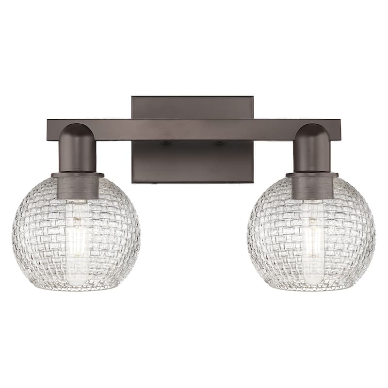 Innovations Lighting 716-2W-10-17 Athens Vanity Athens 2 Light 17" - Oil Rubbed Bronze / Clear Basketweave