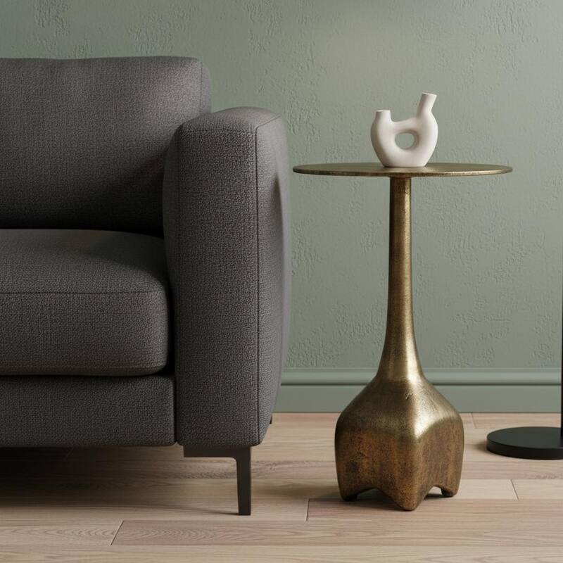 HomeRoots 13" Gold Iron and Metal Tray Table - 12.75 in. x 20.25 in. x 12.75 in. - Gold - Iron