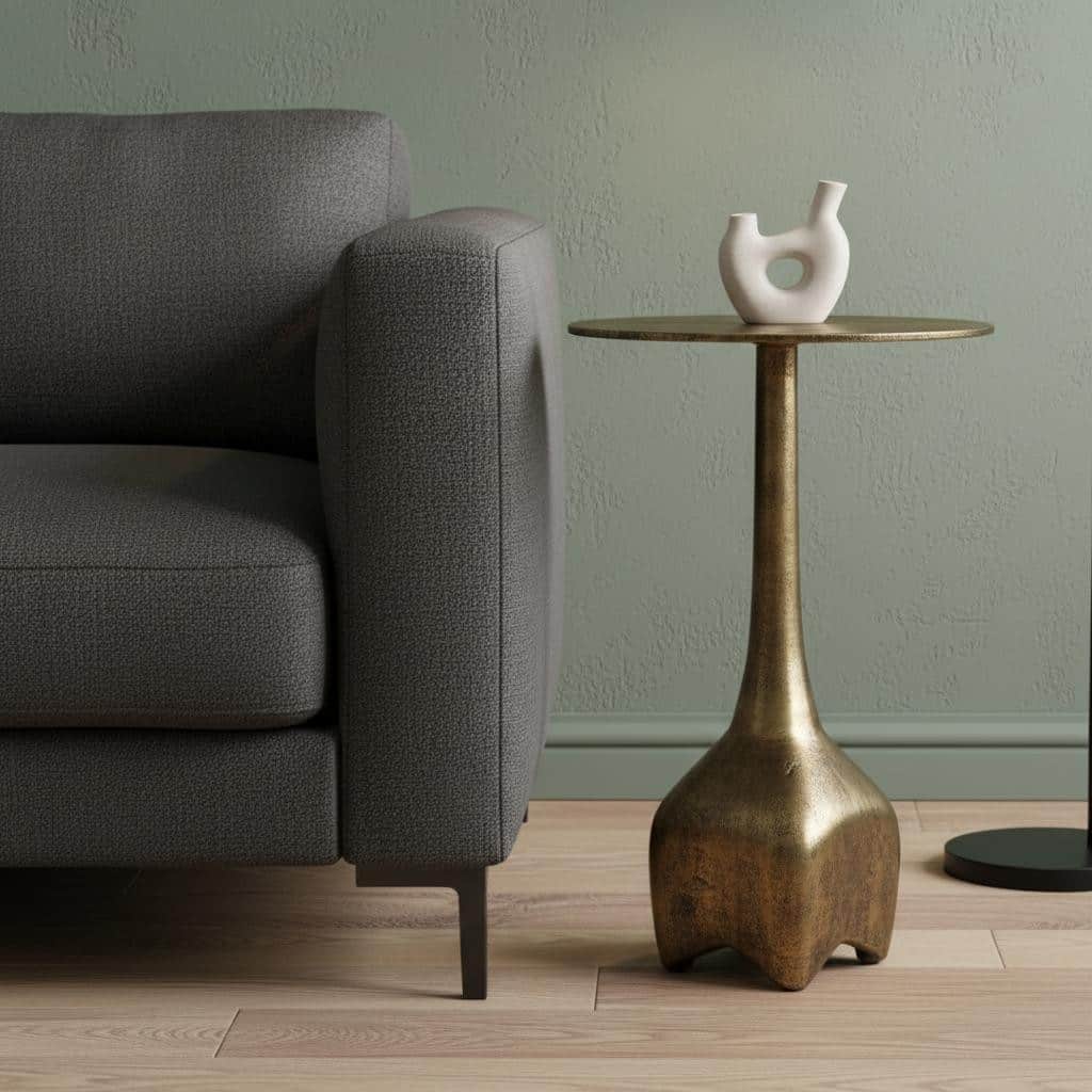 HomeRoots 13" Gold Iron and Metal Tray Table - 12.75 in. x 20.25 in. x 12.75 in.